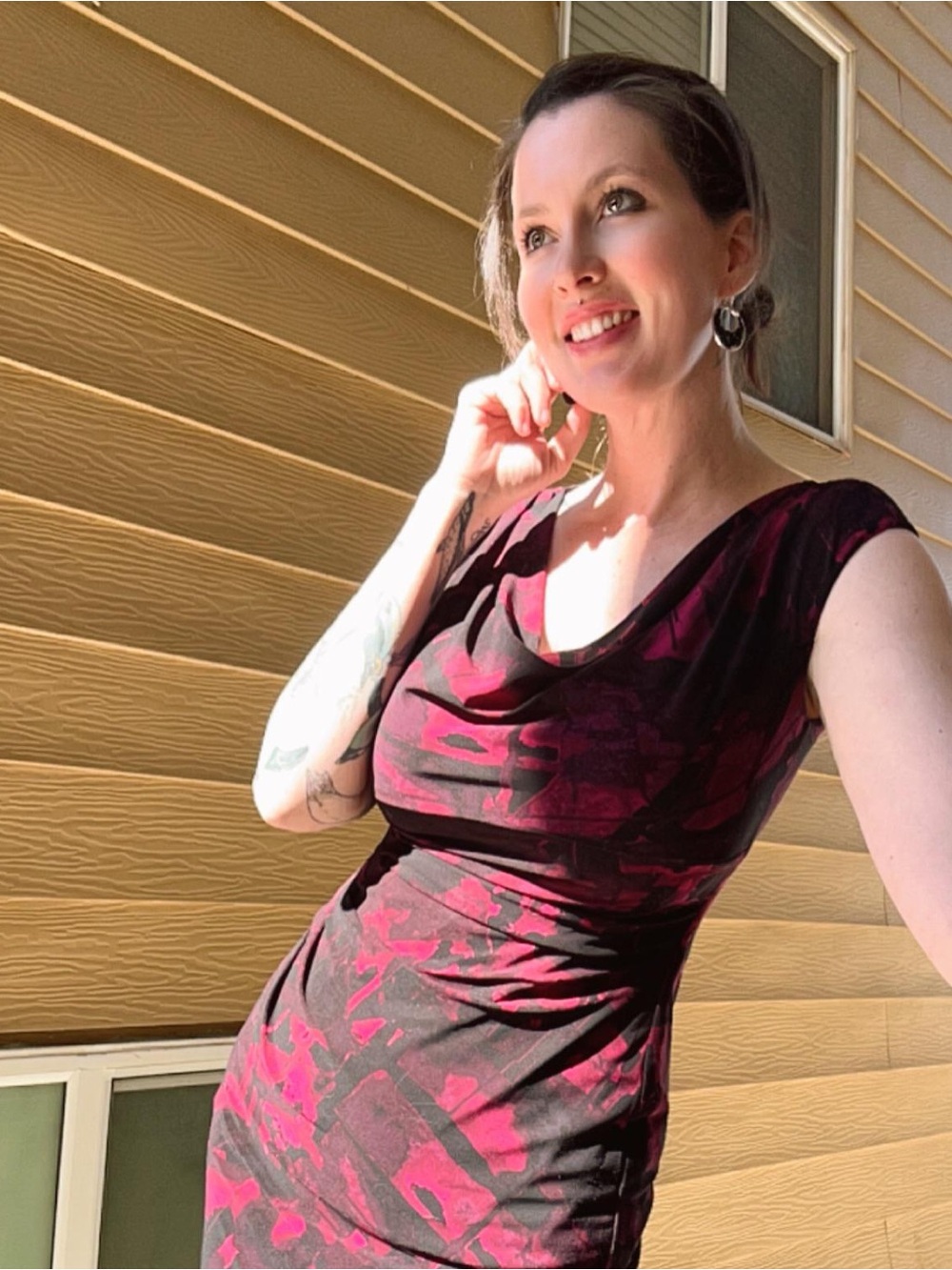 LRL Abstract Berry Midi Dress (6)